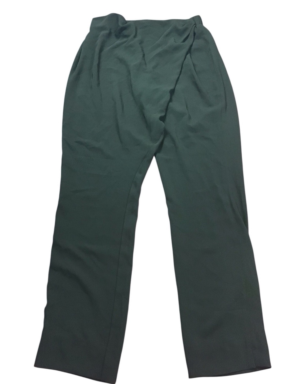 RUTI Olive Crepe Campbell Drape Pants Front Drape Straight Leg Style Size 3 (L) - Picture 12 of 14